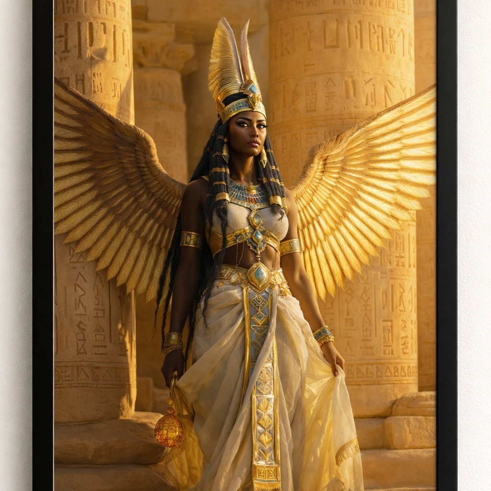 Egyptian Goddess Ma'at Art Print In A Glass Front Frame 8x10